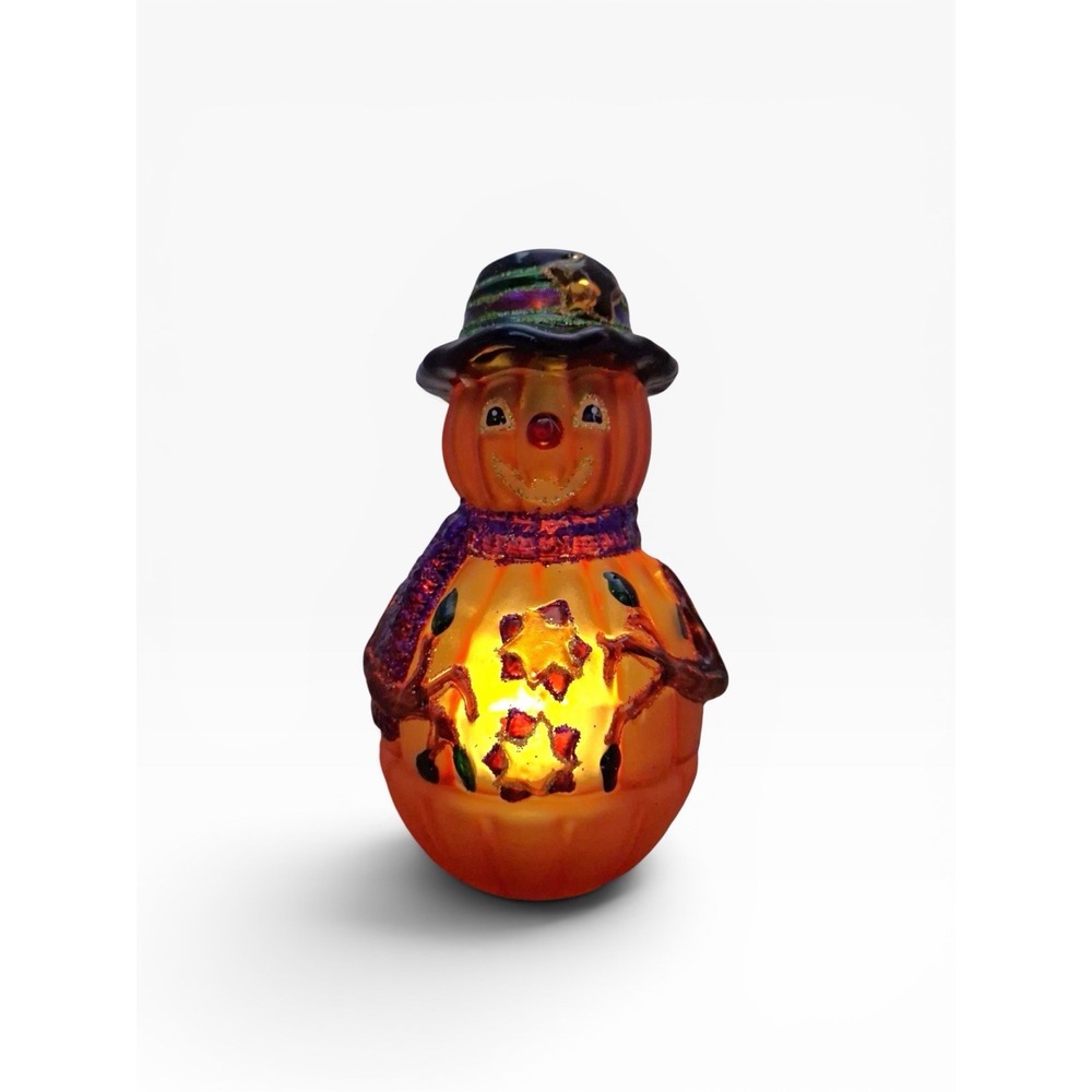 Pumpkin Fairy Lamp Candle Light 2-Piece Set Halloween Fall Glass 6.5" Tall